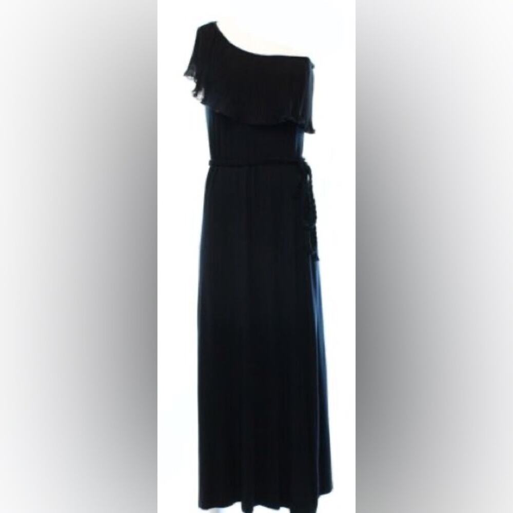 One Sleeve Ruffle Maxi Dress Black Size M